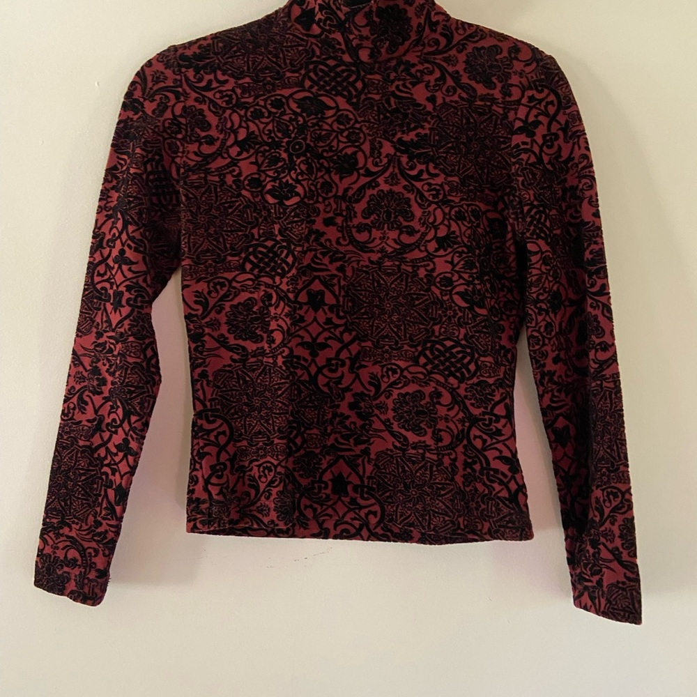 Pink and Black Patterned Long Sleeve Top
